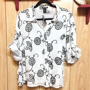 XL Embroidered Button Down Top